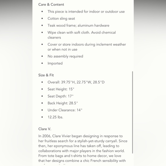 Request for irl Clare V folding chair we have 2 - Picture 7 of 7